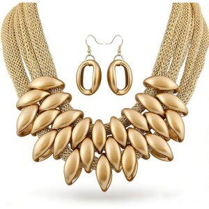 African Bib Choker Necklaces Earring Sets Chunky Tribal Style Statement Necklace